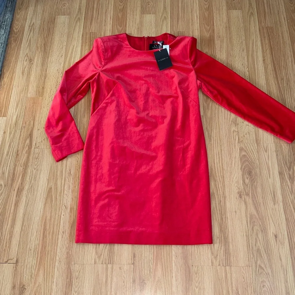 NWT J.Crew Long Sleeve Velvet Stretch Shift Dress Size 14 Ora Tessuti